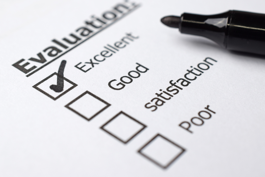 checklist for evaluation with excellent checked